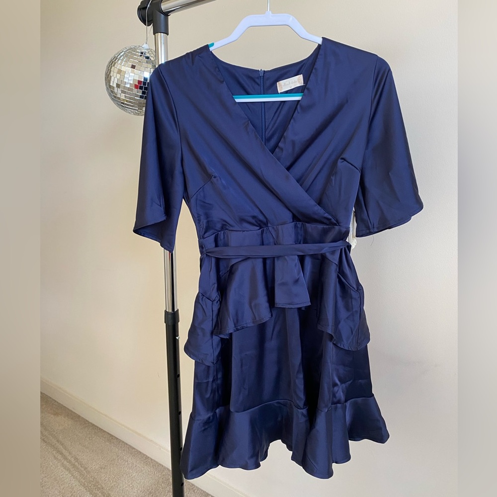 Altar’d State Size M navy satin wrap dress